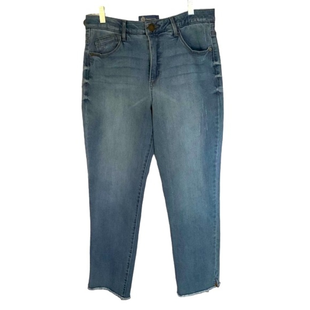 Democracy Ab Solution Fray Hem Medium Wash Straight Jeans Sz 10